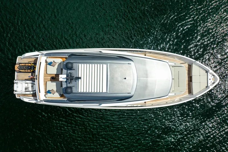 Slide: The Image of Top view of 2021 Sanlorenzo SX76 yacht on water. - 7