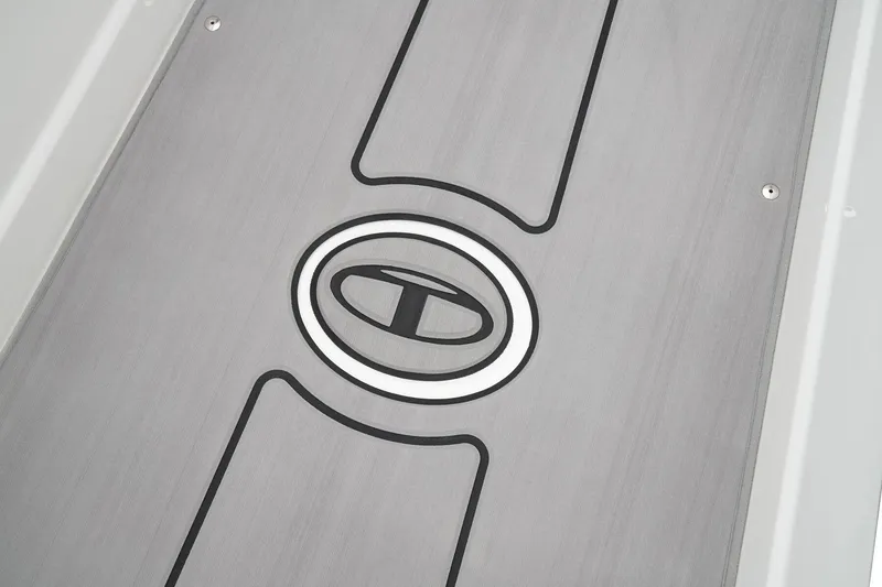 Slide: The Image of Manufacturer Provided Image: 2025 Tahoe T21 boat deck with logo, featuring sleek design and modern aesthetics. - 15