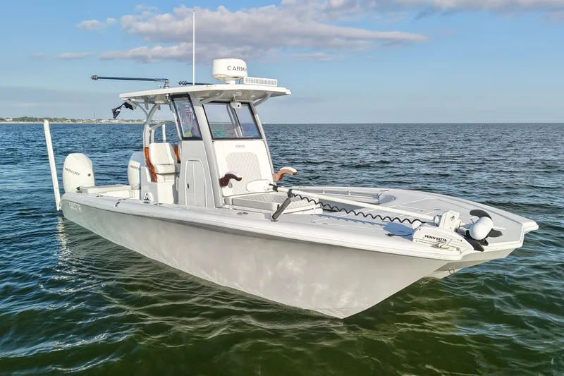 Slide: The Image of 2024 Costa Custom Boats 264 HC on open water, showcasing sleek design and advanced features. - 4