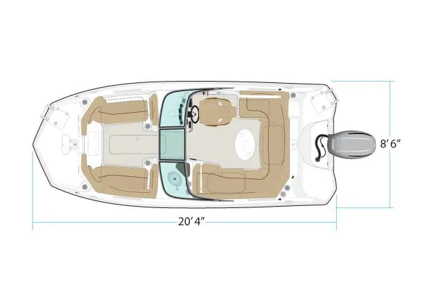 Slide: The Image of Manufacturer Provided Image: Top view of 2023 NauticStar 203 DC boat layout, 20'4 length, 8'6 beam. - 16
