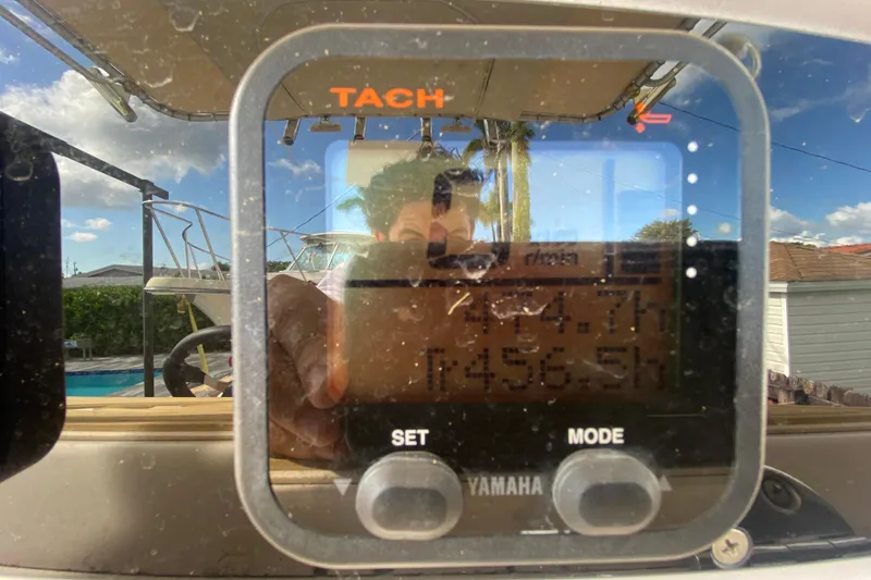Slide: The Image of Close-up of a Yamaha tachometer on a 2004 Grady-White Canyon 283 boat. - 44