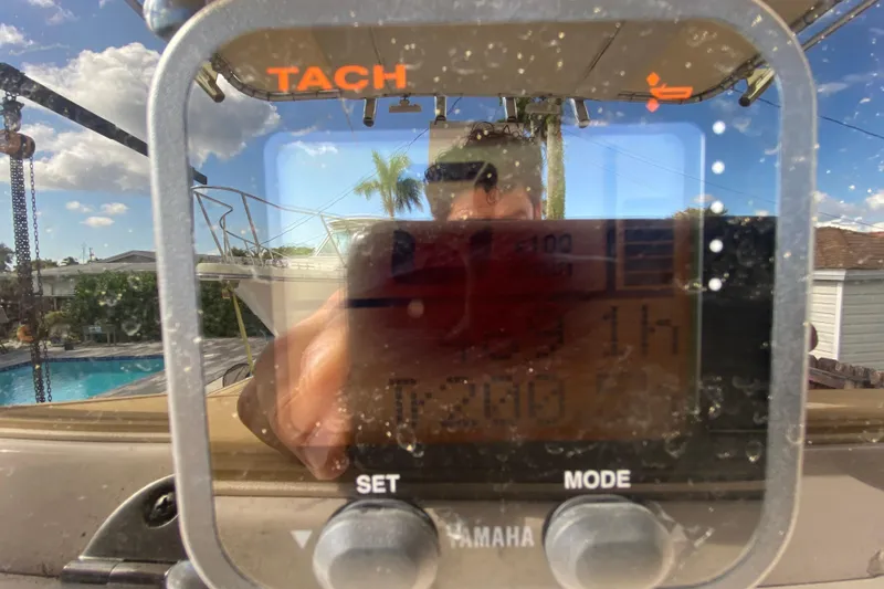 Slide: The Image of Close-up of a Yamaha tachometer on a 2004 Grady-White Canyon 283 boat. - 45