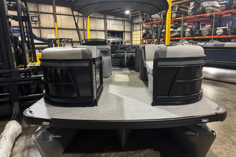 Slide: The Image of 2026 Godfrey Sweetwater 2286 SFL pontoon boat in warehouse setting. - 4