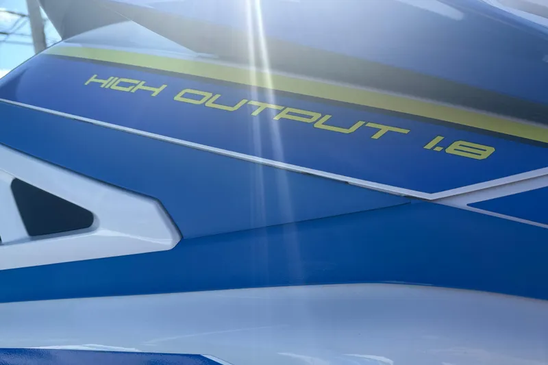 Slide: The Image of 2019 Yamaha WaveRunner VXR with "High Output 1.8" decal in sunlight. - 13