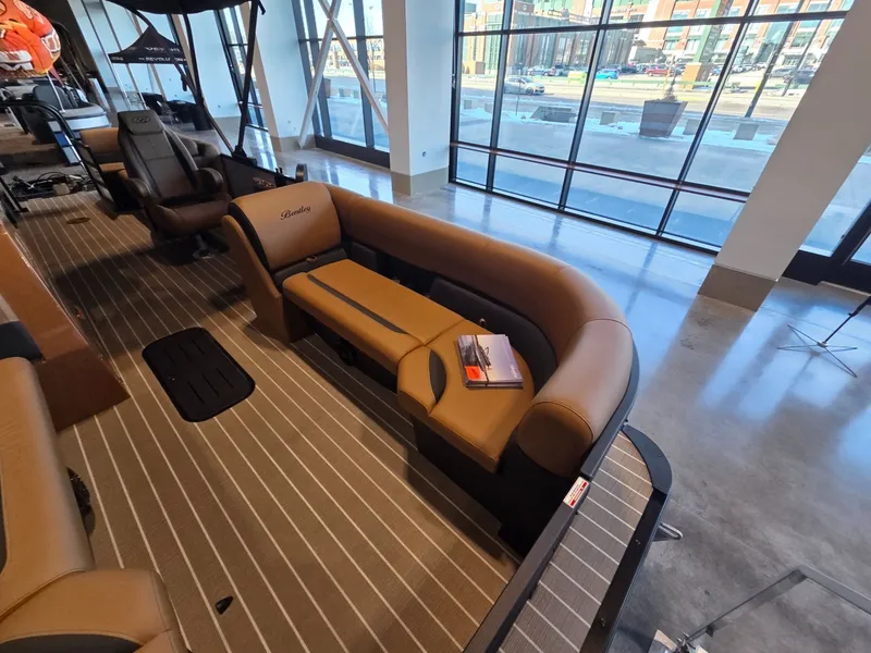 Slide: The Image of Interior of the 2026 Bentley Pontoons Legacy 243 Navigator. - 6