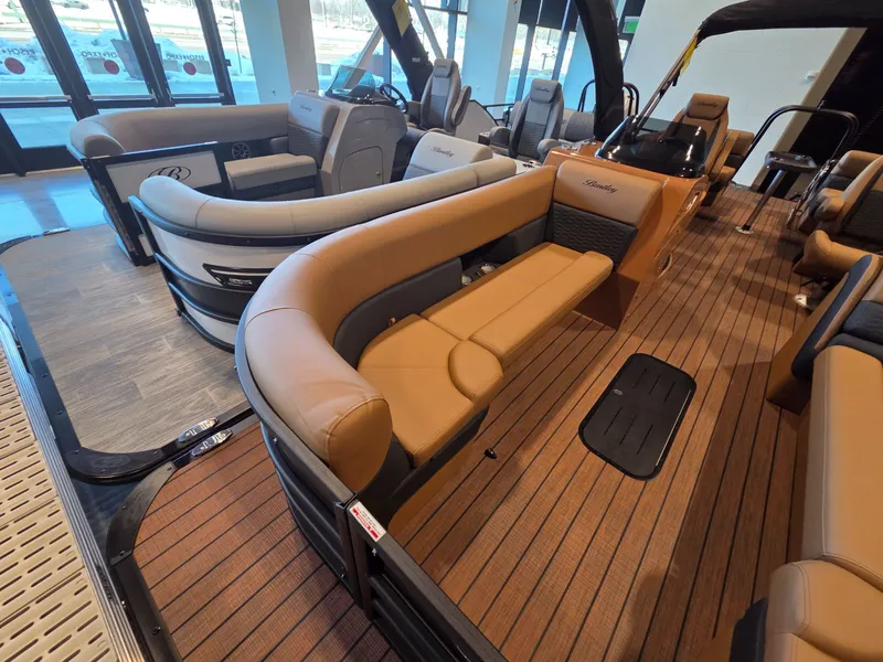 Slide: The Image of Interior of 2026 Bentley Pontoons Elite 253 Admiral with luxurious seating. - 4