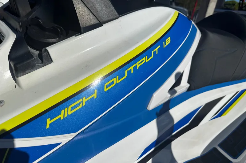 Slide: The Image of 2019 Yamaha WaveRunner VXR, high output 1.8, blue and white design. - 8