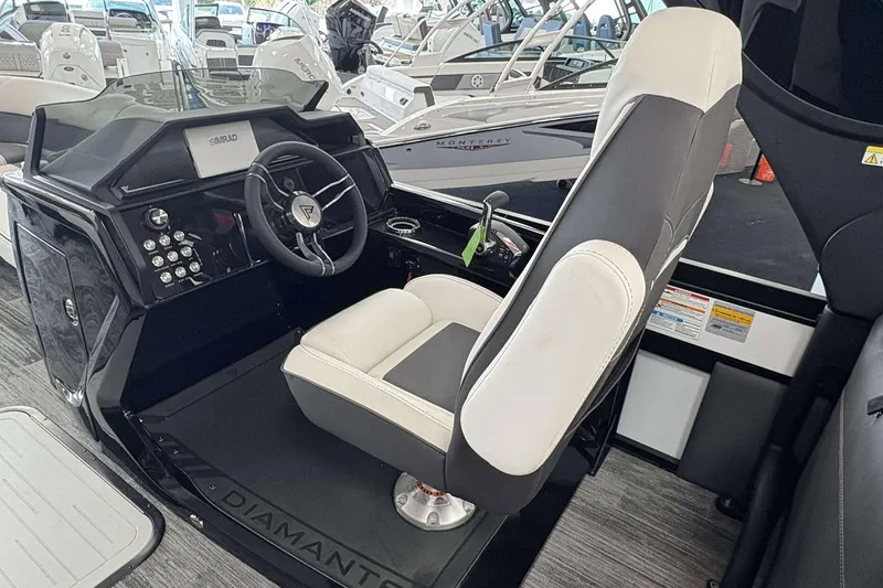 Slide: The Image of Interior of 2026 Viaggio D24U boat with modern steering and control panel. - 19
