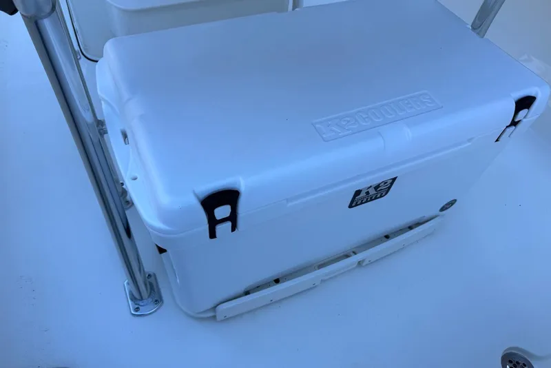 Slide: The Image of White K2 cooler on 2026 Key West 203 FS boat deck. - 25