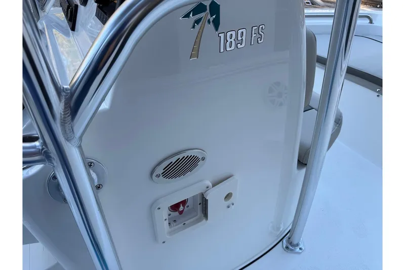 Slide: The Image of 2026 Key West 189 FS boat console with speaker and controls. - 12