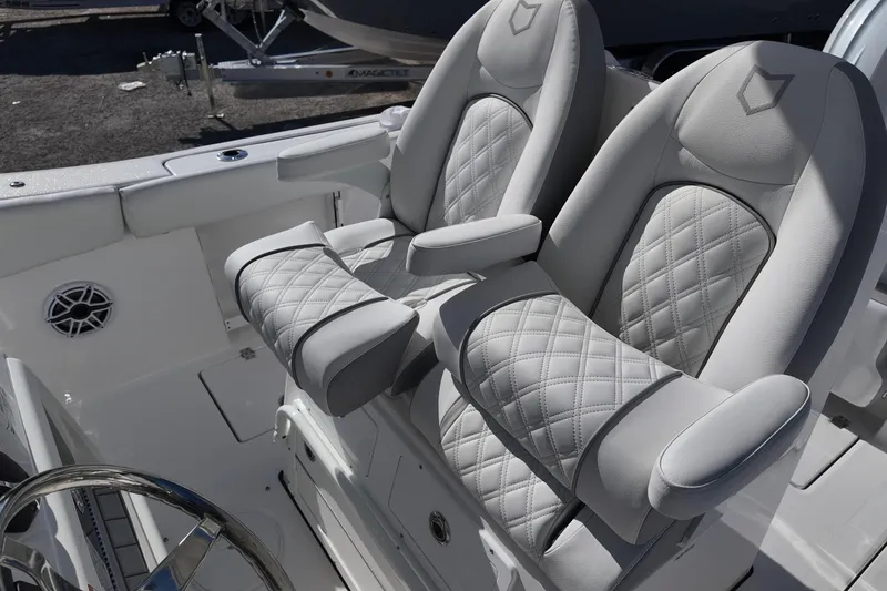 Slide: The Image of Luxurious seating on 2026 Sea Fox 288 Commander boat with quilted upholstery. - 22