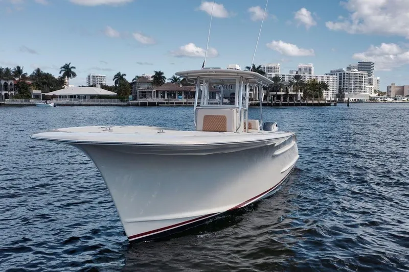 Slide: The Image of 2019 Custom Carolina boat on water with cityscape background. - 3