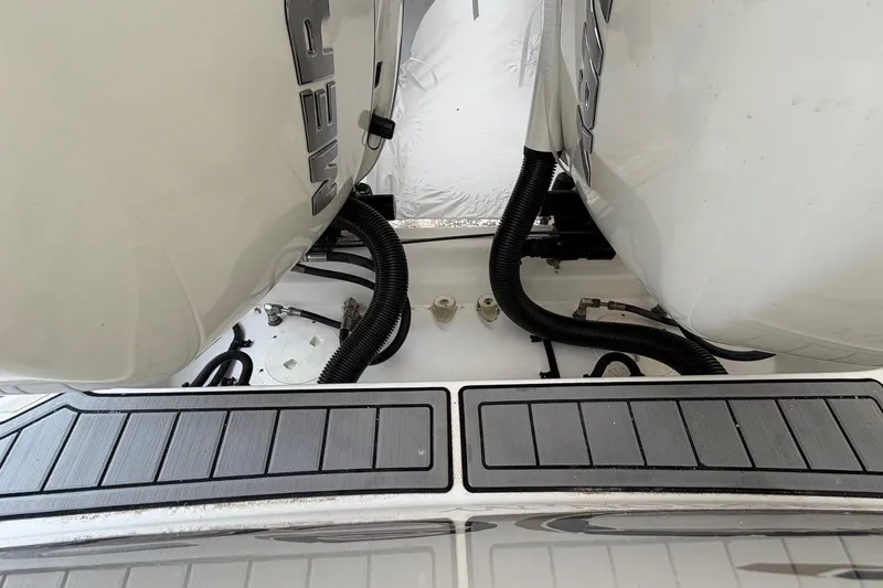 Slide: The Image of 2018 Boston Whaler 330 Outrage boat engines and deck view. - 5