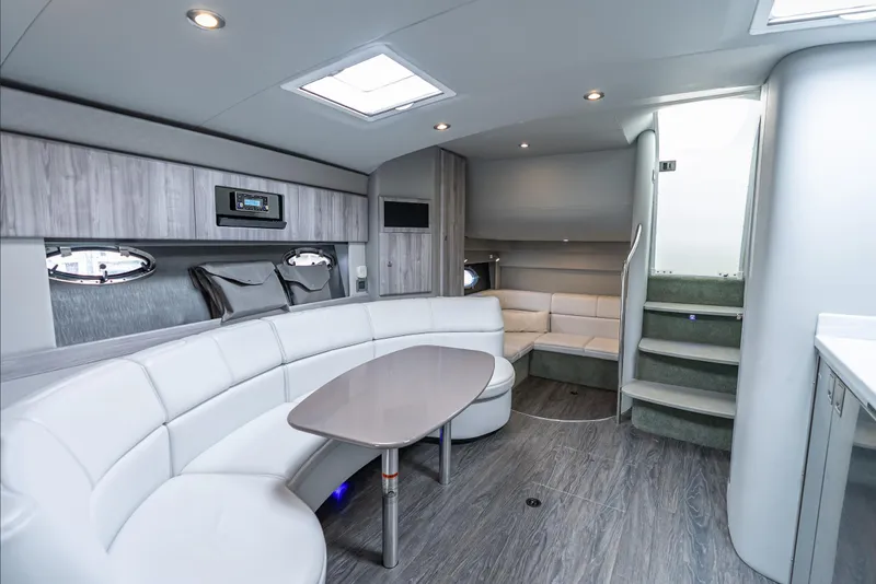 Slide: The Image of Luxurious 2022 Formula 40 PC yacht interior with modern seating and elegant design. - 33
