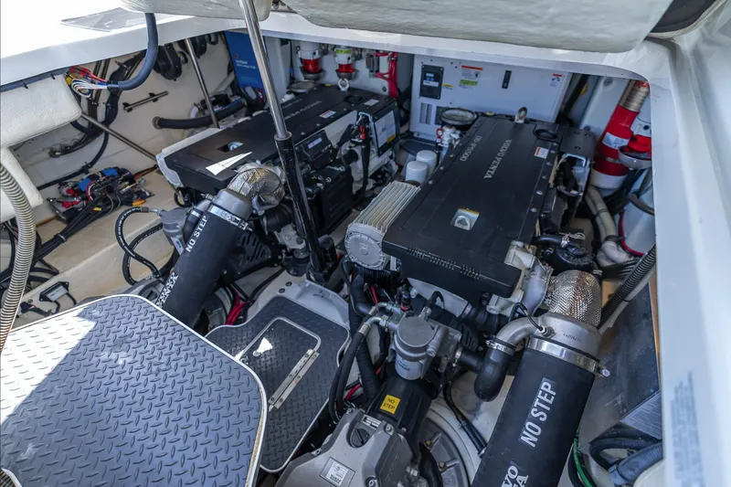 Slide: The Image of Engine room of 2022 Formula 40 PC boat, showcasing dual engines and mechanical components. - 48