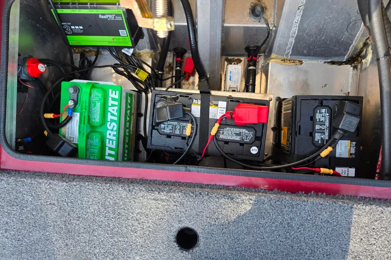 Slide: The Image of Battery compartment of a 2019 Vexus AVX1980 boat with Interstate and RealPRO batteries. - 24