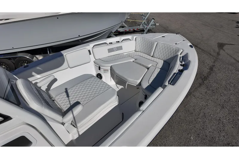 Slide: The Image of 2026 Sea Fox 268 Commander boat interior with cushioned seating and modern design. - 8