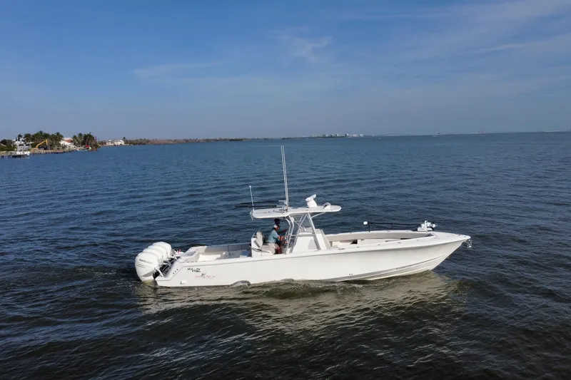 Slide: The Image of 2019 SeaVee 390Z boat cruising - 2