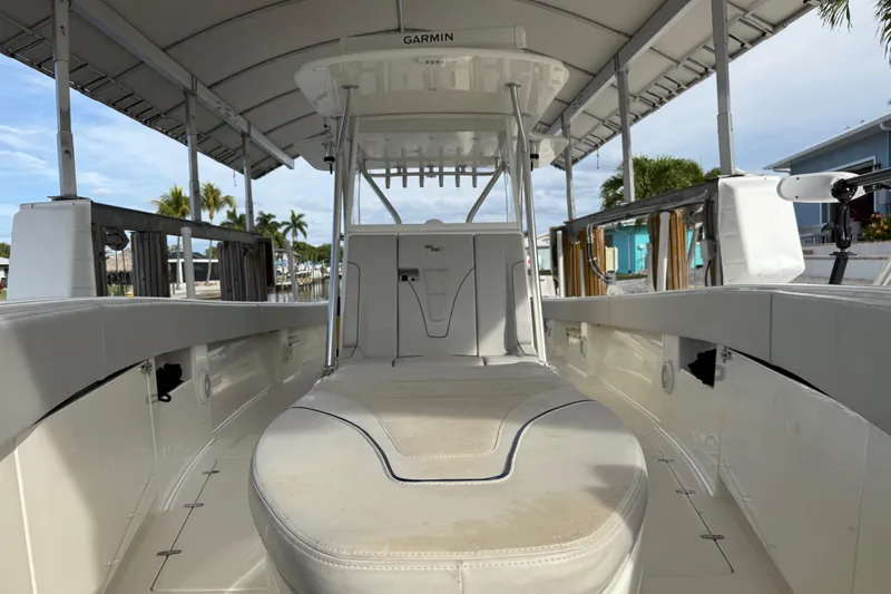 Slide: The Image of 2019 SeaVee 390Z boat interior with seating and hard top T-Top - 35