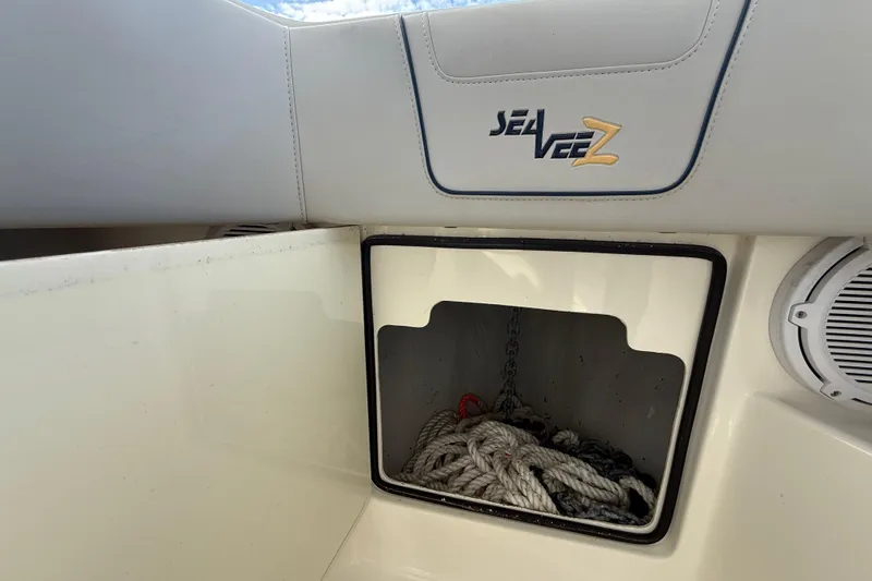 Slide: The Image of 2019 SeaVee 390Z boat storage compartment in bow - 51