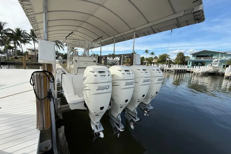Slide: The Image of Mercury 350 engines on the stern of a 019 SeaVee 390Z - 59