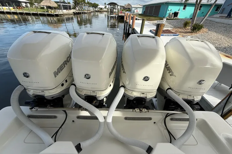 Slide: The Image of Mercury 350 engines on the stern of a 019 SeaVee 390Z - 60