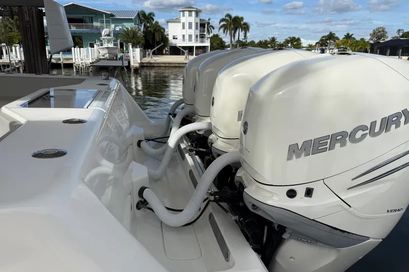 Slide: The Image of Mercury 350 engines on the stern of a 019 SeaVee 390Z - 61