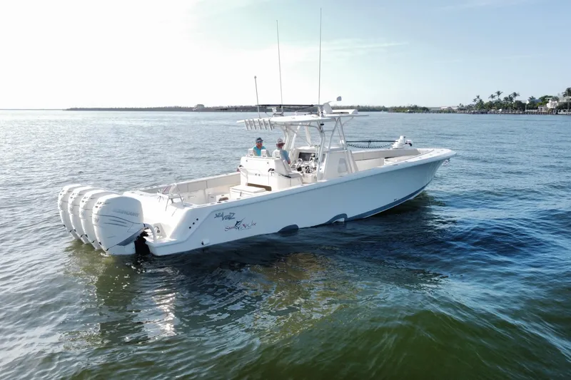 Slide: The Image of 2019 SeaVee 390Z with Quad 350 Mercury Engines - 70