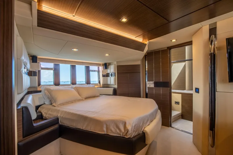 Slide: The Image of Luxurious bedroom interior of 2016 Azimut 64 Flybridge yacht with modern design. - 24