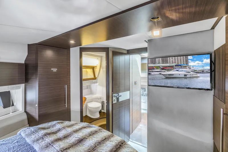 Slide: The Image of Luxurious interior of 2012 Azimut 48 Flybridge yacht with modern amenities. - 36