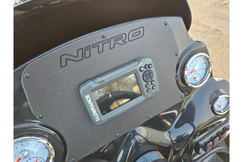 Slide: The Image of Dashboard of a 2020 Nitro Z17 boat with Lowrance display and gauges. - 14