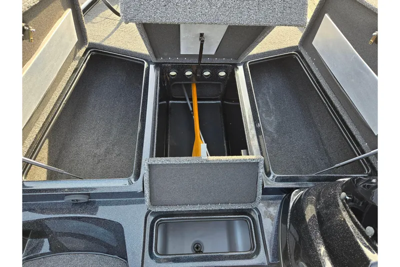 Slide: The Image of Open storage compartments on a 2020 Nitro Z17 boat, showcasing interior space and design. - 16