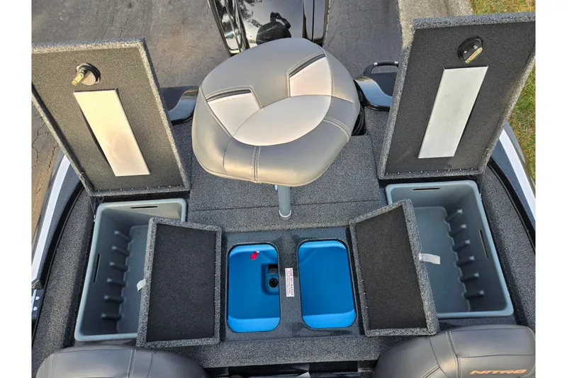 Slide: The Image of 2020 Nitro Z17 boat interior with storage compartments and seating. - 22