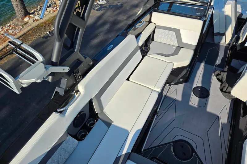 Slide: The Image of 2023 Heyday H22 boat interior with sleek seating and modern design. - 11