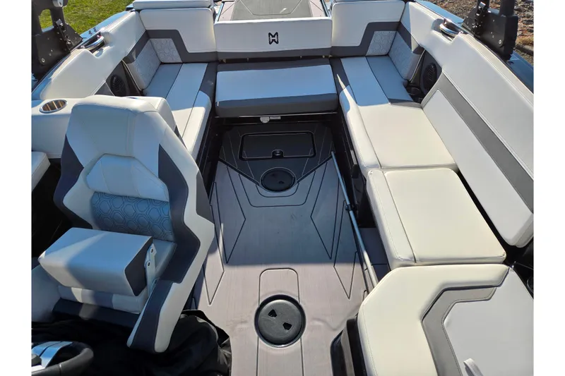 Slide: The Image of 2023 Heyday H22 boat interior with modern seating and sleek design. - 20