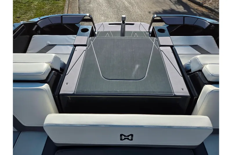 Slide: The Image of 2023 Heyday H22 boat interior with sleek seating and modern design. - 22