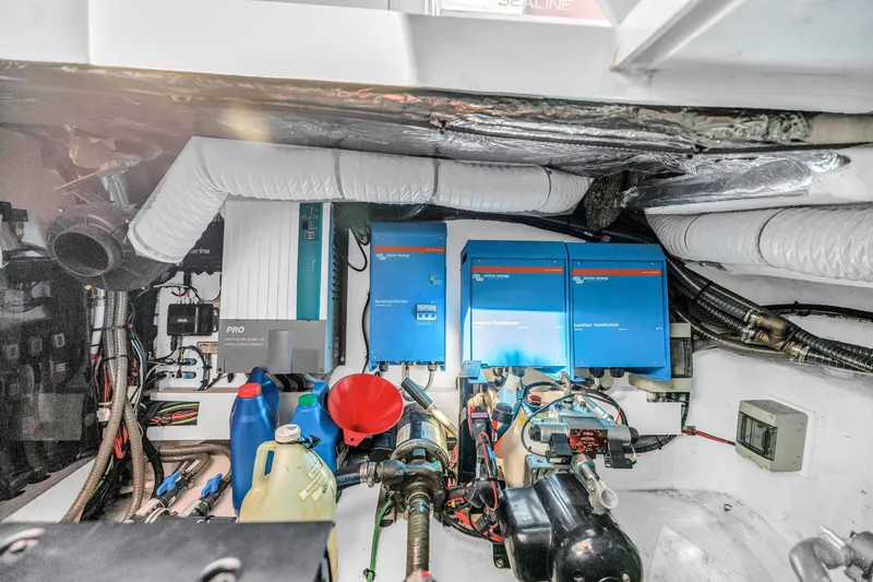 Slide: The Image of Engine room of 2020 Sealine C390 yacht with electrical systems and components. - 55