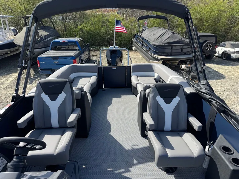 Slide: The Image of Interior view of Evotti 525QL boat, 2026 model, featuring luxurious seating. - 3