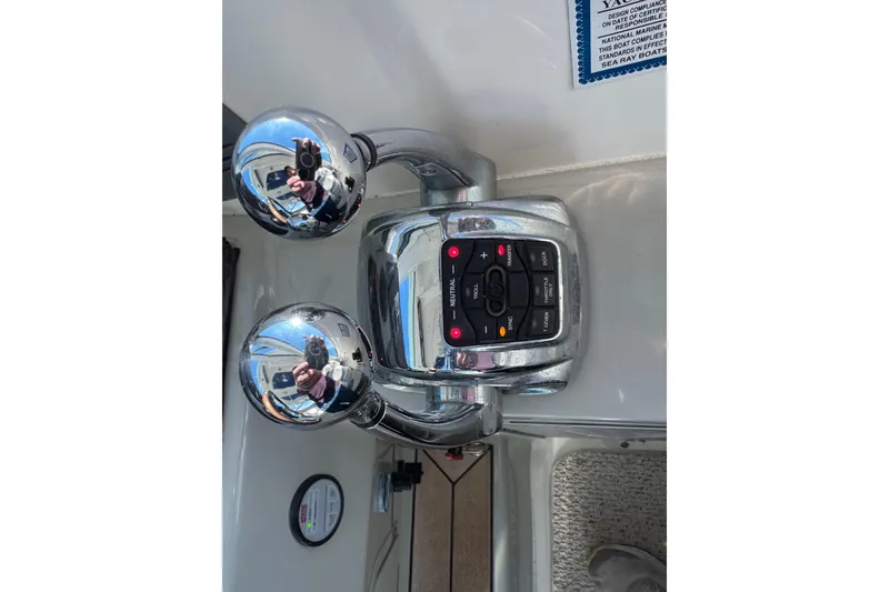 Slide: The Image of Luxurious interior of 2010 Sea Ray 470 Sundancer yacht with white leather seating. - 21