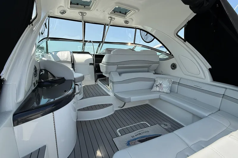 Slide: The Image of 2022 Formula 40 Performance Cruiser interior with sleek seating and modern design. - 6