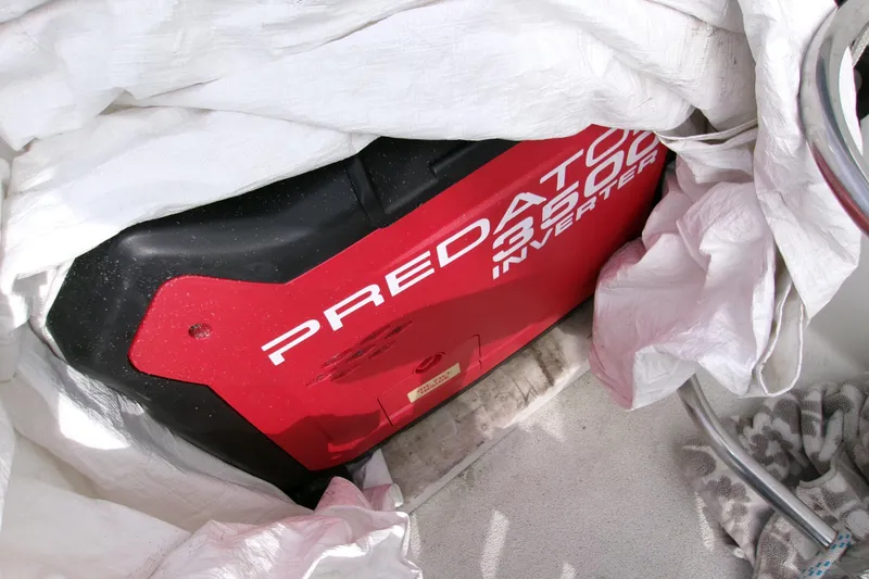 Slide: The Image of Red Predator 3500 inverter generator on 1995 Carver 355 Aft Cabin Motor Yacht. - 34