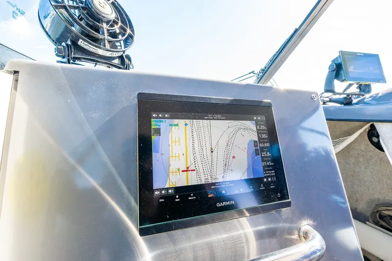 Slide: The Image of Garmin navigation system on a 2008 Protector 410 Targa boat. - 34