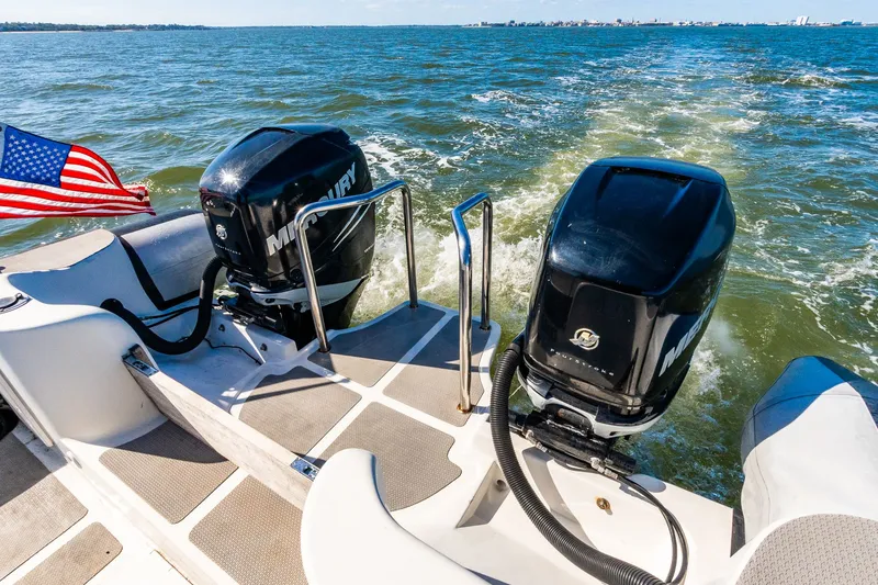 Slide: The Image of Protector 410 Targa 2008 with Mercury engines on open water. - 49