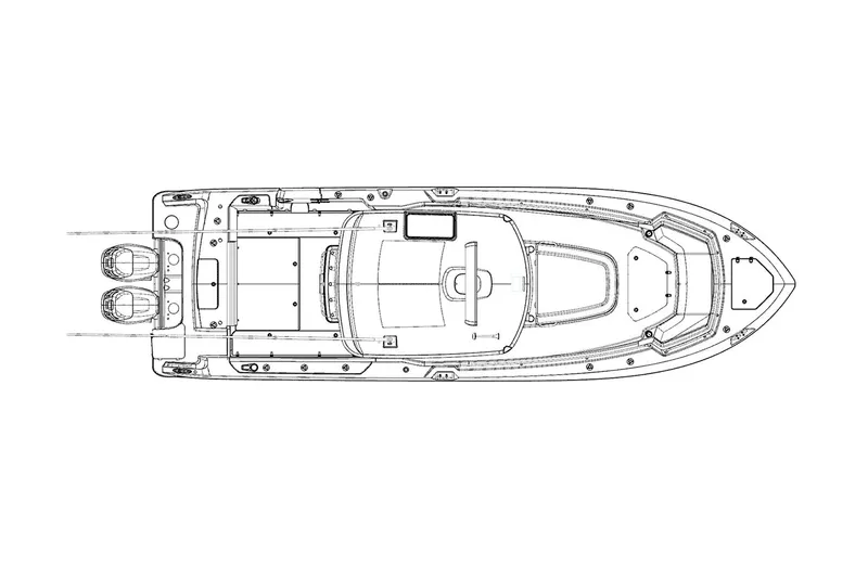 Slide: The Image of Manufacturer Provided Image: Top view line drawing of 2022 Boston Whaler 330 Outrage boat. - 54