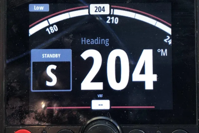Slide: The Image of Close-up of Osprey 30 Fisherman 2017 control panel with lightning symbols and "UP" and "DOWN" labels. - 10