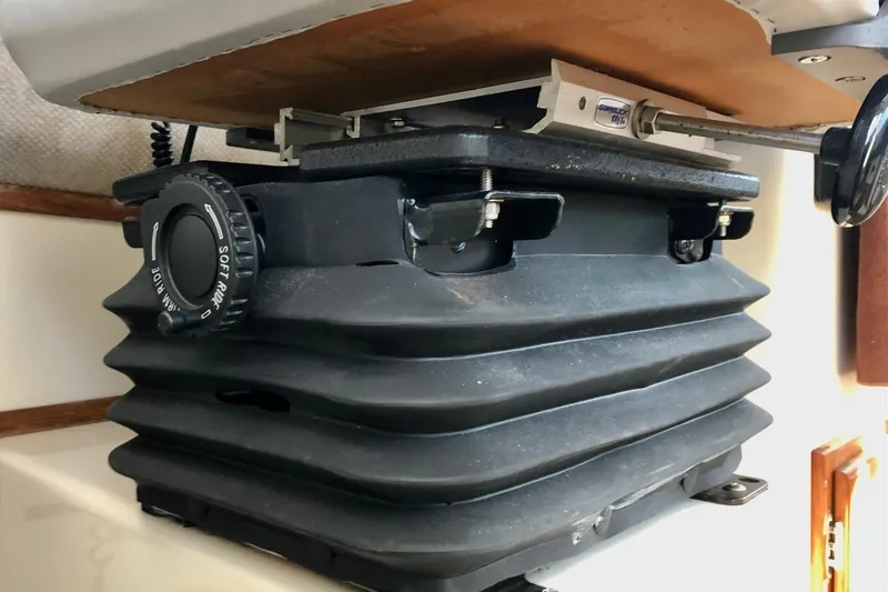 Slide: The Image of Adjustable seat suspension system on a 2017 Osprey 30 Fisherman boat. - 5