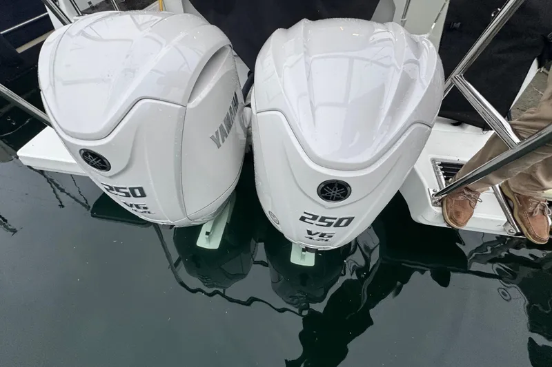Slide: The Image of Twin Yamaha 250 V6 outboard engines on Jeanneau NC 895 Sport Series 2, 2025 model. - 47