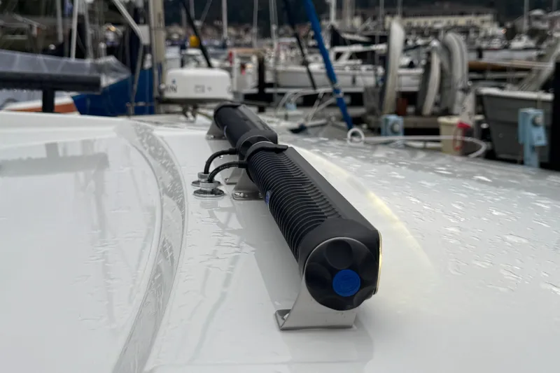 Slide: The Image of Close-up of Jeanneau NC 895 Sport Series 2 boat detail, 2025 model, in a marina. - 64