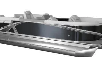 Slide: The Image of 2026 Tahoe Pontoon LTZ boat with sleek design and modern seating. - 21