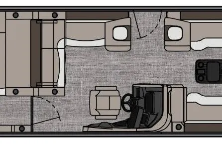 The Image of 2026 Tahoe Pontoon Cascade Versatile Rear Bench layout with seating and helm design. - 1